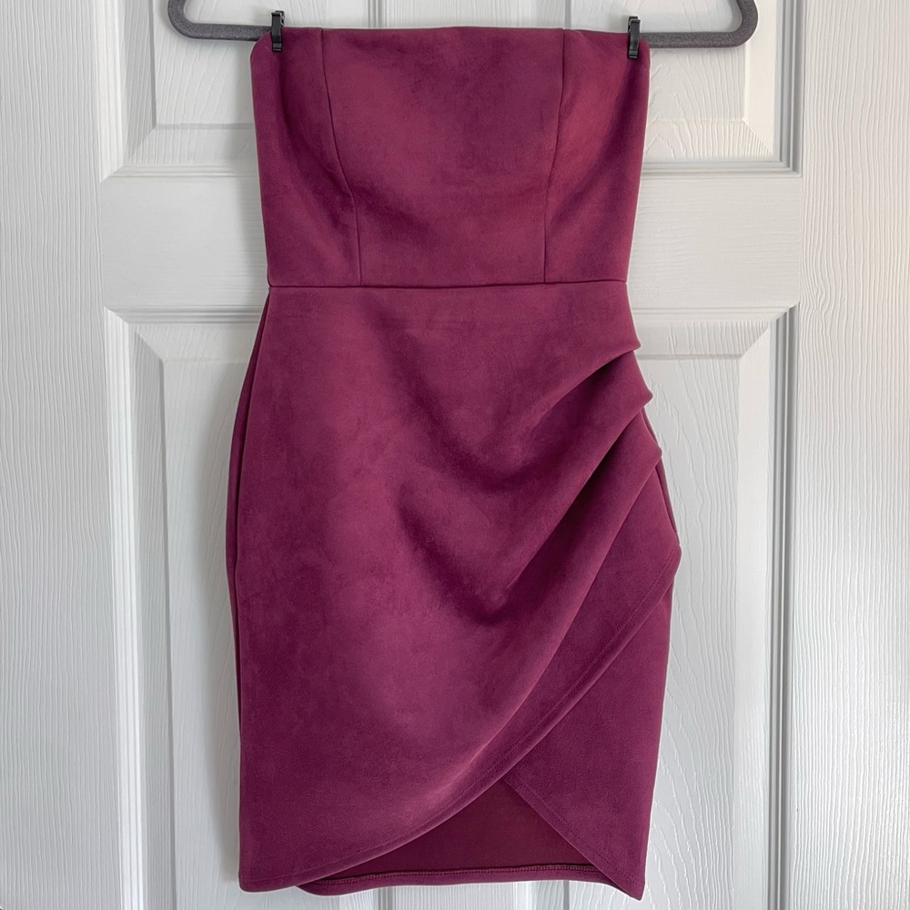 Charlotte Russe Strapless Purple Suede Dress